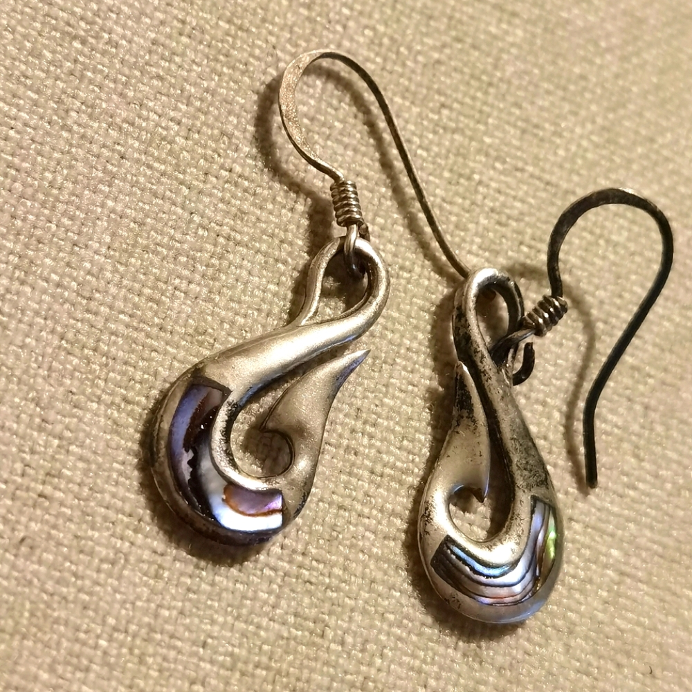 vintage abalone swirl dangle earring